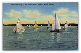 Sailboat Racing on Halifax River Daytona Beach FL UNP Linen Postcard W18 - £2.29 GBP