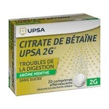 Betaine Citrate 2g by UPSA-Pack of 20 Effervescent Tabs (Sugar free-Mint... - £19.65 GBP