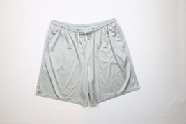 Vintage 90s Streetwear Mens 2XL Blank Above Knee Mesh Basketball Shorts Silver - £31.50 GBP