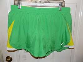 Nike Green/Yellow/White Lined Running Athletic Shorts Size XL Women&#39;s - £19.89 GBP