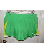 Nike Green/Yellow/White Lined Running Athletic Shorts Size XL Women&#39;s - £16.02 GBP