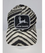 Vintage John Deere Hat K-Products Black &amp; White Striped Snapback hat cap... - £43.60 GBP