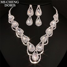 Luxury Royal Blue Crystal Bridal Jewelry Sets Rhinestone Statement Choker Neckla - £15.80 GBP