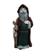 Vtg Red Clay Hand Painted Old World Santa W/ Teddy Deer St John CAN D Ro... - $23.75