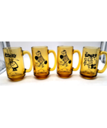 Tri City Lanes Vintage Amber Gold HAZEL ATLAS Bowling Beer Mug Set Of 4 - $61.71 CAD