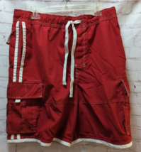 Wonderwall Red White Board Shorts Utility Swim Trunks Men XL elastic dra... - £11.65 GBP