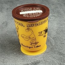 VTG Whirley Industries Plastic Coffee Cup w Top Curtis Michigan Manistique Lakes - £7.59 GBP