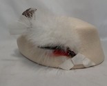 Vintage DoeSkin 100% Wool Hat Cloche, Beige, With Feathers - £13.67 GBP