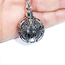 Ball Antiqued Urn, Cremation Necklace Pendant, Keepsake Jewelry Memorial, Urn As - £28.12 GBP