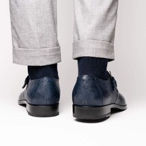 genuine crocodile and lizard dress monk strap Shoes Toluca Navy image 8