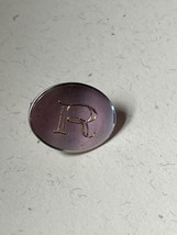Vintage Swank Thin Silvertone Oval w Etched Goldtone Initial Letter R Tie Clip – - £9.02 GBP