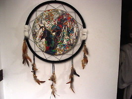 Dreamcatcher With A Picture Of An Indian Man And A Horse #2 (Aa) ( Large ) - £23.99 GBP