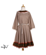 Vintage Malco Modes Brown &amp; White Check Prairie Dress Full Sleeve Eyelet... - £54.19 GBP