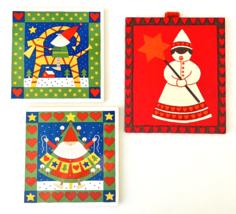 3 Scandinavian Christmas Wall Decorations Norwegian Ceramic &amp; Fabric Bergquist - £23.39 GBP