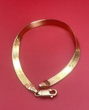 Vintage Herringbone 14k Yellow Gold Bracelet Italy 4.6 Grams 7-1/4” Length - £169.02 GBP