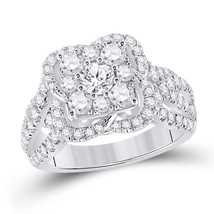 14kt White Gold Round Diamond Halo Bridal Engagement Ring 1-7/8 Ctw (Certified) - £2,540.43 GBP