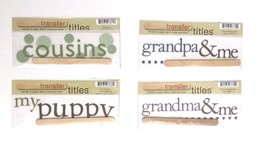 Lot of 4 Rub-ons Transfer Stickers Grandma, Grandpa, Puppy &amp; Cousins - $6.50