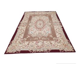 Vintage Aubusson Floral flat weave hand knotted rug, Tapestry 12&#39;x 9&#39; - $1,732.50