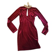 NWT Fashion nova Medium burgundy who&#39;s keeping score velour knee length ... - $20.00