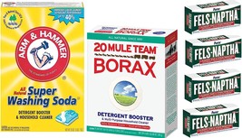 Laundry Soap Kit - Fels Naptha 4 bars, 20 Mule Team Borax Natural Laundry Booste - £65.53 GBP