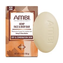 Ambi Hemp Face &amp; Body Bar Cl EAN Sing Soap For Dry &amp; Combination Skin 5.3oz - £3.13 GBP