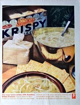 Sunshine Krispy Saltine Crackers Chicken noodle soup  1962 Vintage Print Ad - $14.08 CAD