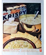 Sunshine Krispy Saltine Crackers Chicken noodle soup  1962 Vintage Print Ad - $14.08 CAD