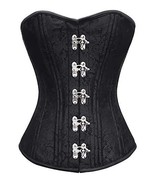 Womens Black Corset Brocade Spiral Steel Boned Goth Halloween Costume O... - £47.17 GBP