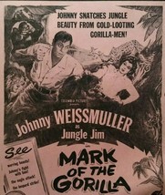 Jungle Jim Mark Of The Gorilla Johnny Weissmuller Movie Poster 1951 Original - £30.08 GBP