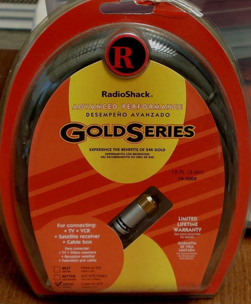 Radio Shack Gold Series Coax Cable - 12 Foot - BRAND NEW IN PACKAGE - £13.23 GBP