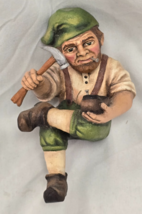 VINTAGE Hand Carved Wood Wooden Crate Prospects Shoemaker Irish Elf Shel... - $98.99