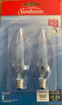 Chandelier 60 Watt B11 Clear Lightbulbs 1ea 2 Pk-Brand New-SHIPS N 24 HOURS - $22.65