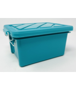 Vintage Mini Rubbermaid Keepers Latch Plastic Storage Tote Teal Containe... - $278.75 MXN