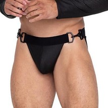 Perforated Jockstrap Contoured Pouch Hook Side Closures See Through Blac... - £21.57 GBP