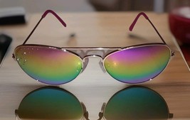 Women&#39;s Rainbow Mirrored Tinted Aviator Sunglasses Rosegold/Pink Metal F... - $235.78 MXN