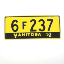 Vintage 1953 Wheaties Cereal Manitoba Canada Metal Bicycle License Plate Yellow - £7.98 GBP