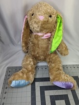 Kellytoy Brown Rabbit Plush Satin Pastel Ears Feet 2015 19 Inch Stuffed Animal - $14.95