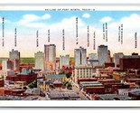 Skyline With Labeled Buildings Fort Worth TX Texas UNP Linen Postcard N18 - $3.91