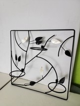 Wall Decor Accent Candle Holder Metal Leaves Leaf Design Black - $18.61