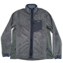 LL Bean Mens Large Tall Full Fip Fleece Jacket Grey Mock Neck LT Zip Pockets - £21.46 GBP