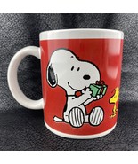 Peanuts Porcelain Coffee Mug Red Snoopy Woodstock Christmas Present - £16.39 GBP