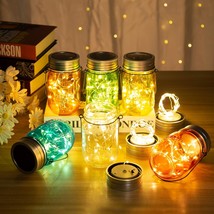Solar Multicolor Mason Jar Lights - 6 Pack 30 Leds Fairy String Lights Hanging S - £43.28 GBP