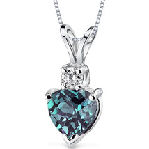 14K White Gold 1 Carat Created Alexandrite Heart Necklace - £168.65 GBP