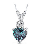 14K White Gold 1 Carat Created Alexandrite Heart Necklace - €253,98 EUR