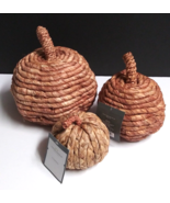 Wicker Threshold Halloween Corn Husk Woven Pumpkin Lot Decor 4-8&quot;h ea (Q... - $29.99