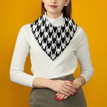 Houndstooth Black White Pattern All Over Print Scarf - $18.00+