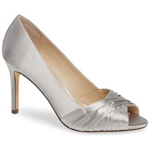 Nina Women Peep Toe Pump Heels Rhiyana Size US 10M New Silver Satin - $37.62