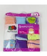 Girls Size 6 Fruit Of The Loom Multicolor Hipsters Tag Free 9 Pair pack NEW - $254.59 MXN