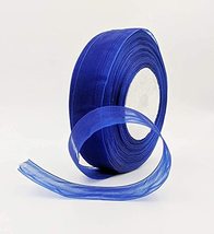 PG COUTURE Organza Striped Blue Ribbon (1 inch, 35 Meters) for Bridal Gi... - $14.84