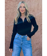 And The Why Full Size Johnny Collar Long Sleeve Ribbed Bodysuit - $71.90 CAD